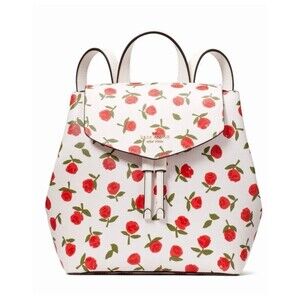 New Kate Spade Lizzie Medium Flap Backpack Festive Rosette Saffiano Multi